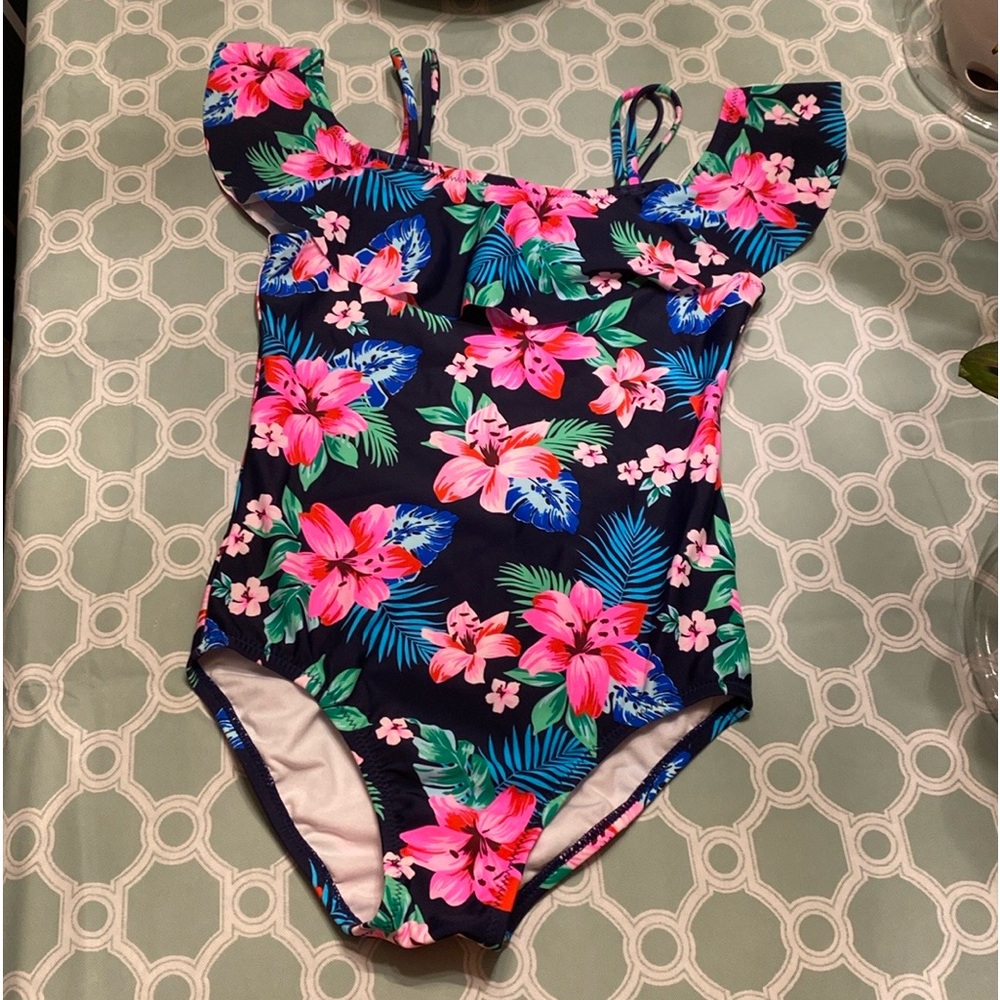 Kanu Surf Ruffle Off Shoulder One Piece Swimsuit Size 14
